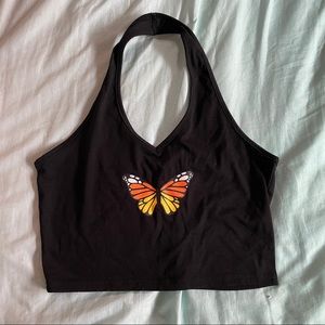 Butterfly backless shirt